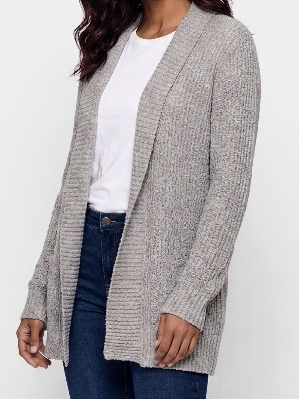 Mudd Light Gray Open-Front Knit Cardigan